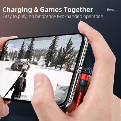 1m 2A Output 3 in 1 USB to 8 Pin + USB-C / Type-C + Micro USB Nylon Braided Rotate Magnetic Charging Cable, 1m 3 in 1
