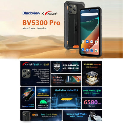 IP68/IP69K/MIL-STD-810H, Face Unlock, 6580mAh Battery, 6.1 inch Android 12 MTK6765 Helio P35 Octa Core up to 2.3GHz, Network: 4G, OTG, NFC, Dual SIM