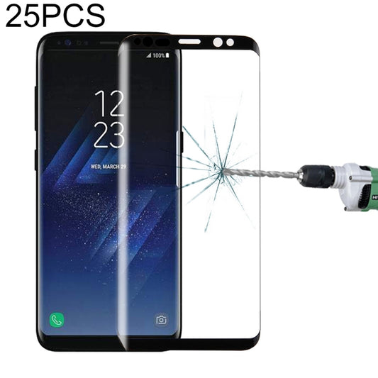25 PCS For S8 / G950 0.26mm 9H surface hardness 3D curved screen full-screen tempered glass screen protector (black)