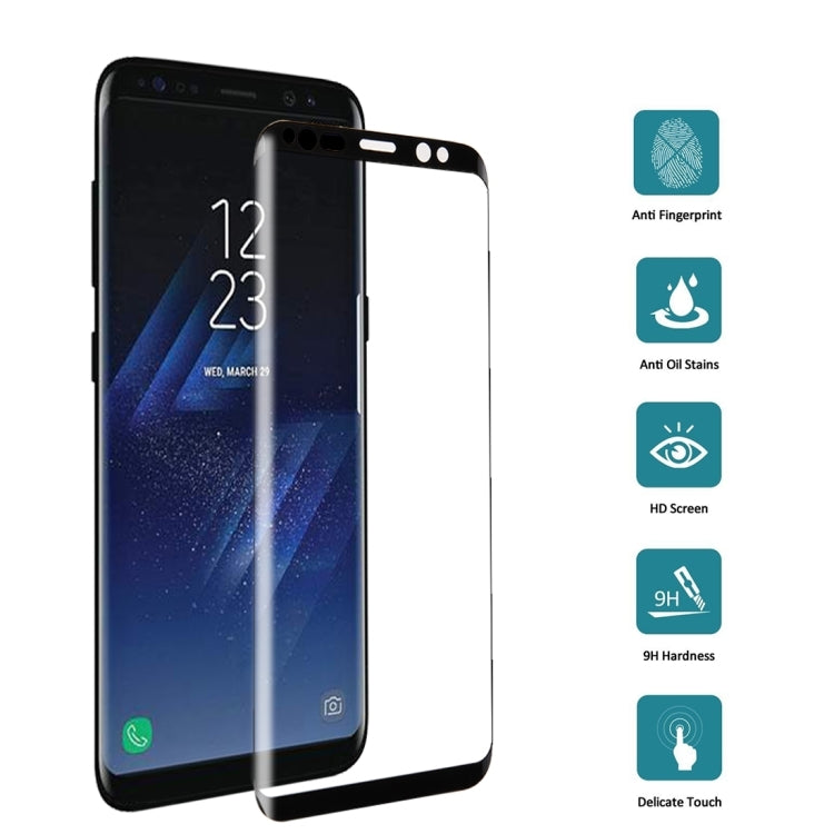 25 PCS For S8 / G950 0.26mm 9H surface hardness 3D curved screen full-screen tempered glass screen protector (black)