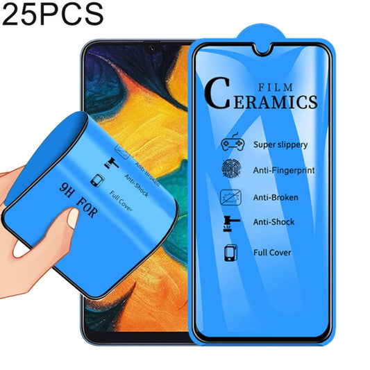 25 PCS 2.5D Full Glue Full Cover Ceramics Film for Galaxy A20 / A30 / A50 / M30 / A30 JP, Galaxy A20 / A30 / A50 / M30 (25 PCS)