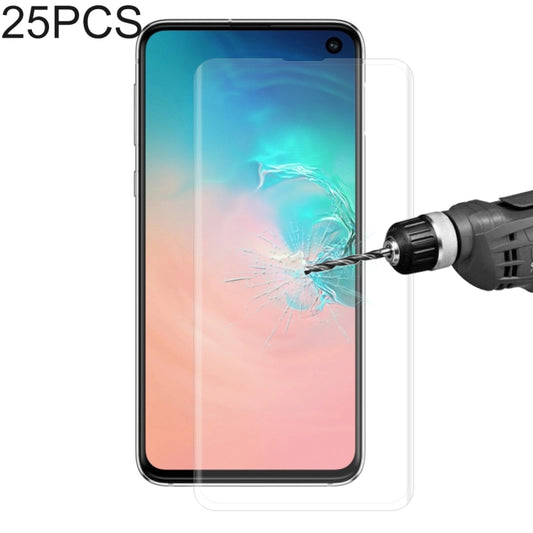 25 PCS Edge Glue 3D Curved Edge Full Screen Tempered Glass Film for Galaxy S10+