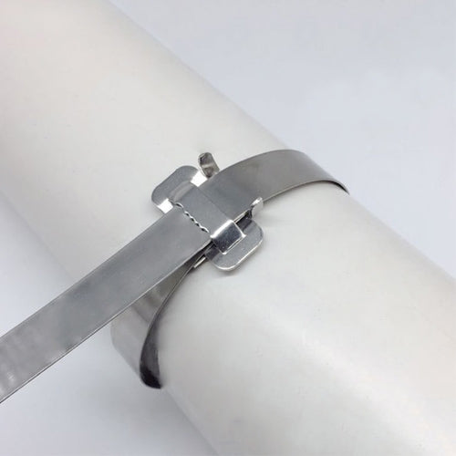 100 PCS 19.05mm 304 Stainless Steel Tie Lock Type Cable Wrapped Bundle Buckle, 19.05mm