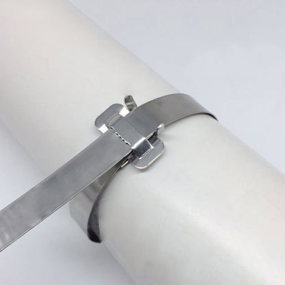 100 PCS 12.7mm 304 Stainless Steel Tie Lock Type Cable Wrapped Bundle Buckle, 12.7mm