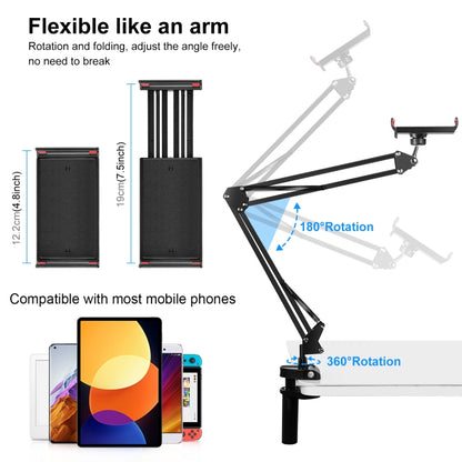 PULUZ Live Broadcast Desktop Articulating Arm Holder with Tablet Clamp