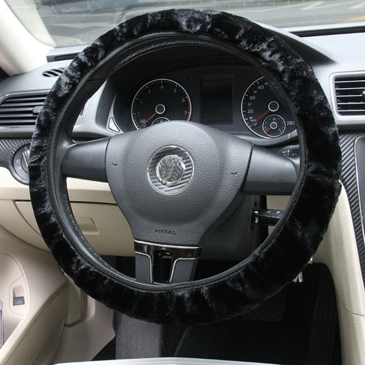 Universal Premium Soft Short Plush Winter Car Steering Wheel Cover, Outer Diameter: About 25-35cm, Outer Diameter: About 25-35cm(Black)