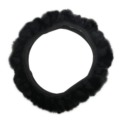 Universal Premium Soft Short Plush Winter Car Steering Wheel Cover, Outer Diameter: About 25-35cm, Outer Diameter: About 25-35cm(Black)