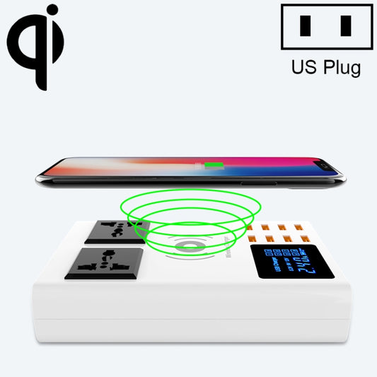 YC-CDA10W 10W Multi Port USB Intelligent Digital Display Fast Charging Wireless Charger, UK Plug, SAS1048A, SAS1048B, SAS1048C