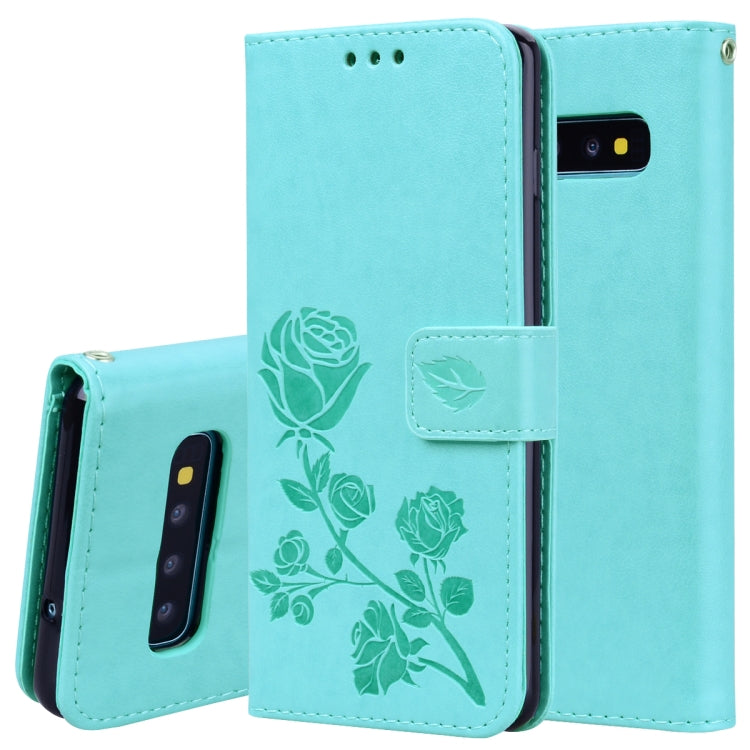 Rose Embossed Horizontal Flip PU Leather Case for Galaxy S10 Plus, with Holder & Card Slots & Wallet