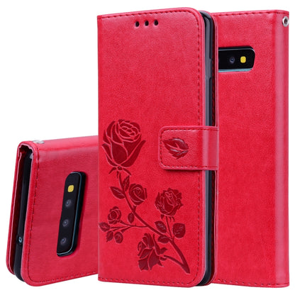 Rose Embossed Horizontal Flip PU Leather Case for Galaxy S10 Plus, with Holder & Card Slots & Wallet