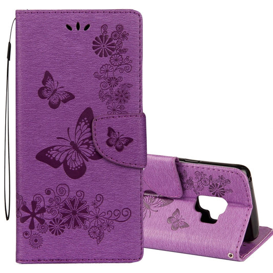 For Galaxy S9 Vintage Embossed Floral Butterfly Pattern Horizontal Flip Leather Case with Card Slot & Holder & Wallet & Lanyard, For Galaxy S9