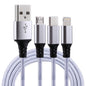 2A 1.2m 3 in 1 USB to 8 Pin & USB-C / Type-C & Micro USB Nylon Weave Charging Cable