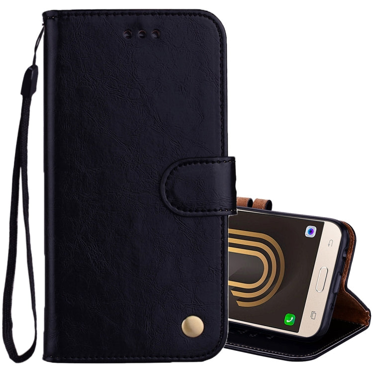 For Samsung Galaxy J5 (2017) / J530 (EU Version) Business Style Oil Wax Texture Horizontal Flip Leather Case with Holder & Card Slots & Wallet