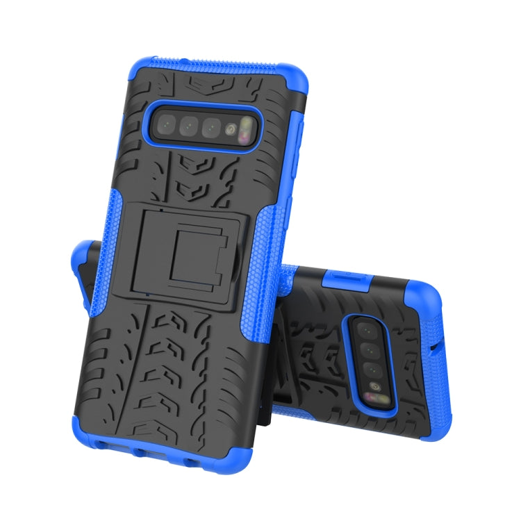 Tire Texture TPU+PC Shockproof Case for Galaxy S10, with Holder, For Galaxy S10