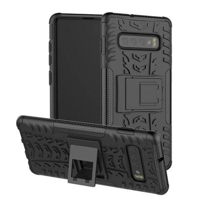 Tire Texture TPU+PC Shockproof Case for Galaxy S10+, with Holder, For Galaxy S10+