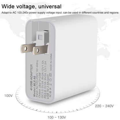 WLX-A6 4 Ports Quick Charging USB Travel Charger Power Adapter, AU Plug, AU Plug