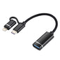 USB 3.0 Female to 8 Pin + USB-C / Type-C Male Charging + Transmission OTG Nylon Braided Adapter Cable, Cable Length: 11cm, 8 Pin Black, 8 Pin Silver + White, 8 Pin Red, 8 Pin Blue