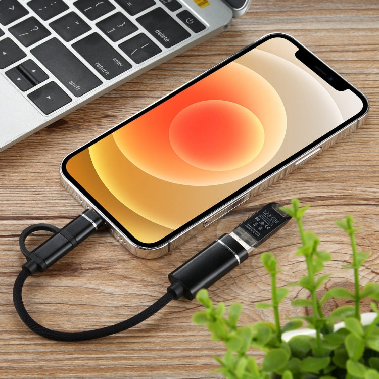 USB 3.0 Female to 8 Pin + USB-C / Type-C Male Charging + Transmission OTG Nylon Braided Adapter Cable, Cable Length: 11cm, 8 Pin Black, 8 Pin Silver + White, 8 Pin Red, 8 Pin Blue