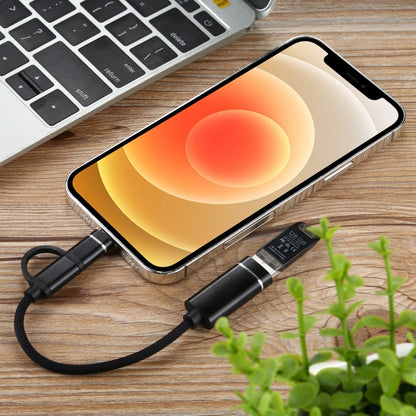 USB 3.0 Female to 8 Pin + USB-C / Type-C Male Charging + Transmission OTG Nylon Braided Adapter Cable, Cable Length: 11cm, 8 Pin Black, 8 Pin Silver + White, 8 Pin Red, 8 Pin Blue