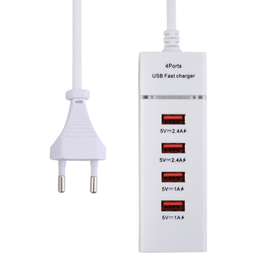 5V 4.1A 4 USB Ports Charger Adapter with Power Plug Cable, Cable Length: 1.5m, EU Plug