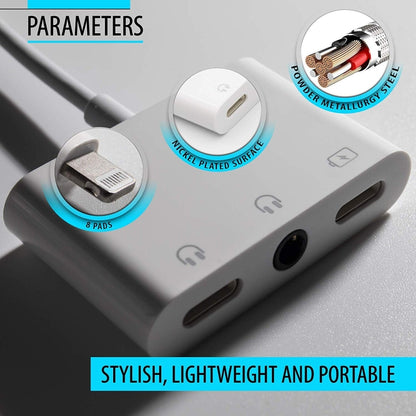 ZS-KL21820 3 in 1 8 Pin to 8 Pin Charging Port + 8 Pin Earphone Jack + 3.5mm Earphone Jack Earphone Adapter Adapter