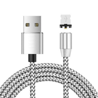 USB to 8 Pin Magnetic Metal Connector Nylon Two-color Braided Magnetic Data Cable, Cable Length: 1m