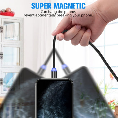 2 in 1 USB to 8 Pin + Micro USB Magnetic Metal Interface Nylon Braided Charging Cable, Length: 1m