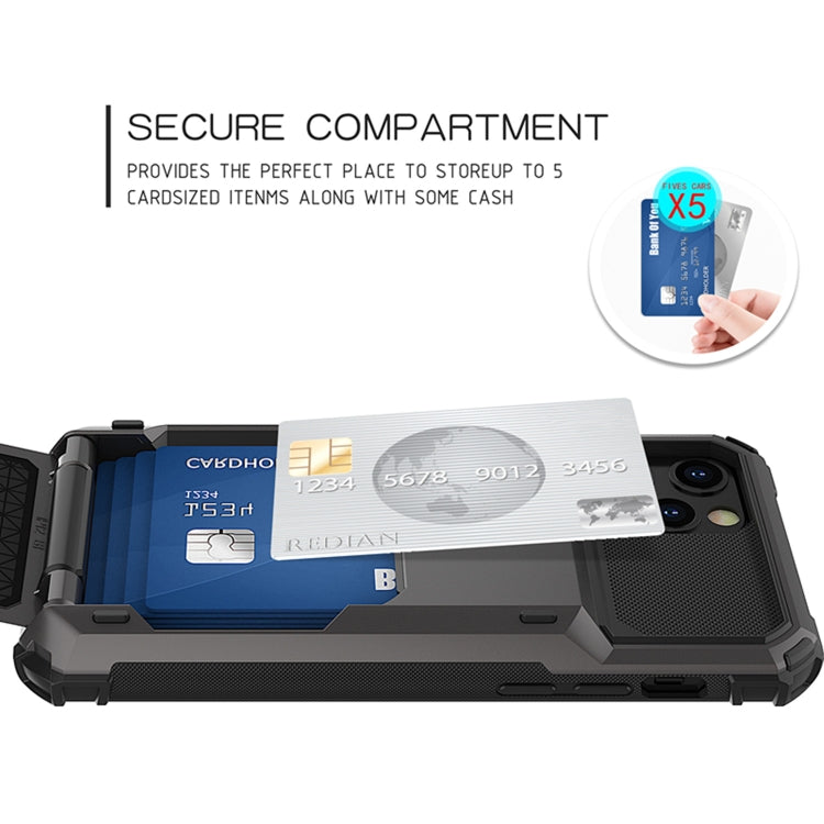 For iPhone 12 Scratch-Resistant Shockproof Heavy Duty Rugged Armor Protective Case with Card Slot