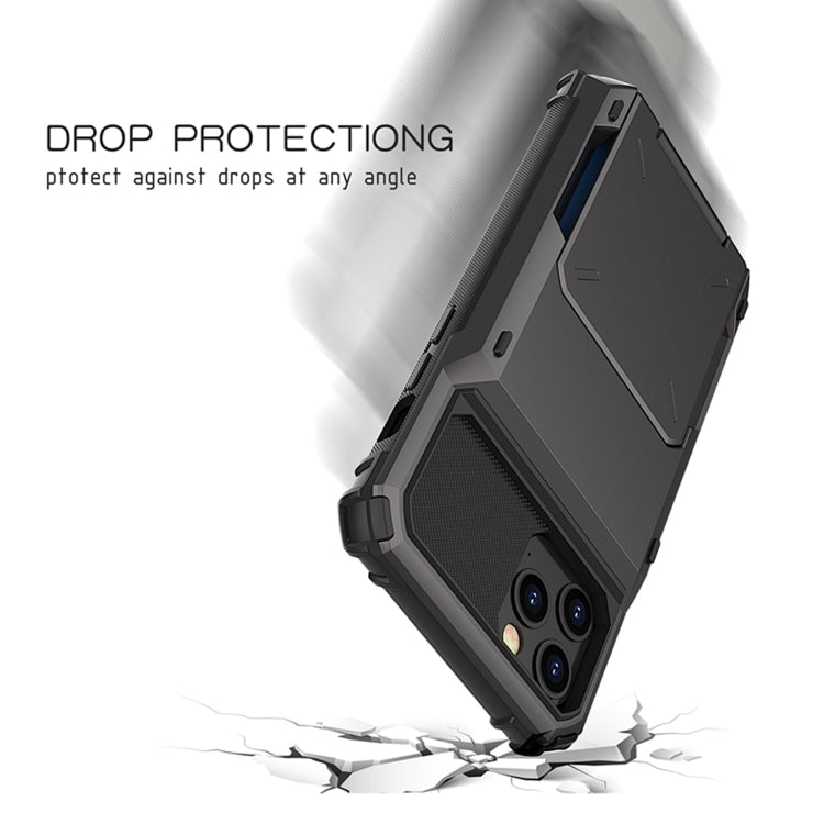 For iPhone 12 Pro Max Scratch-Resistant Shockproof Heavy Duty Rugged Armor Protective Case with Card Solt
