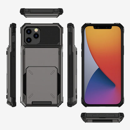 For iPhone 12 Pro Max Scratch-Resistant Shockproof Heavy Duty Rugged Armor Protective Case with Card Solt