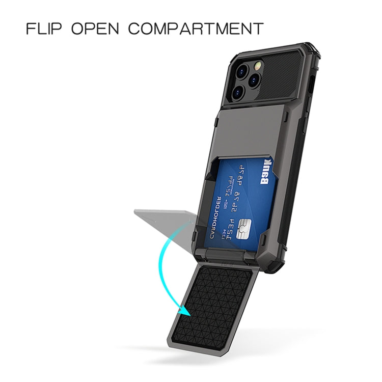 For iPhone 12 Pro Max Scratch-Resistant Shockproof Heavy Duty Rugged Armor Protective Case with Card Solt