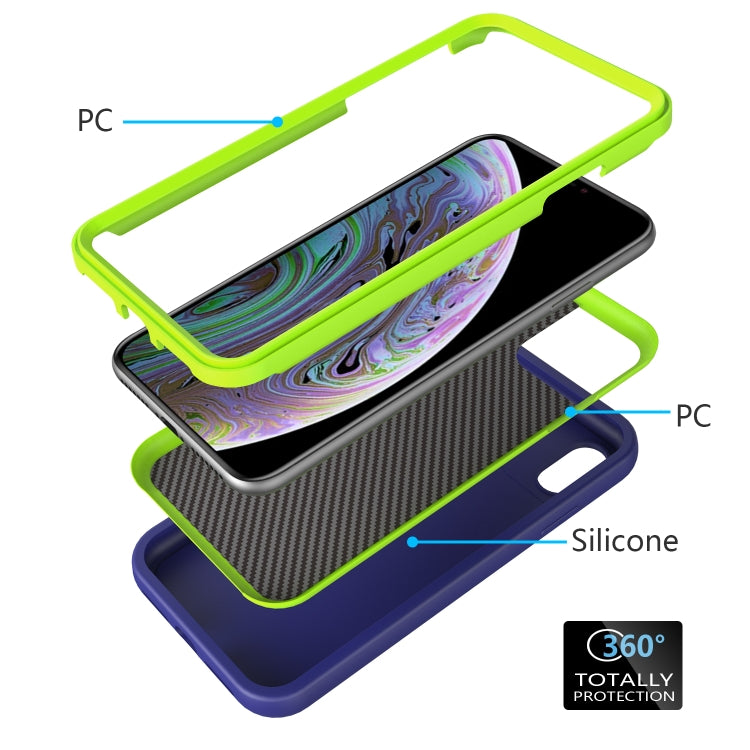 For iPhone XR Wave Pattern 3 in 1 Silicone+PC Shockproof Protective Case
