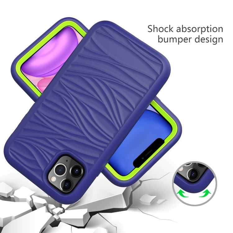 For iPhone 11 Wave Pattern 3 in 1 Silicone+PC Shockproof Protective Case