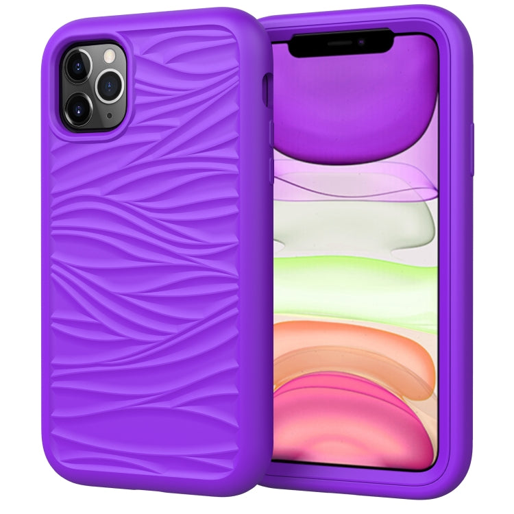 For iPhone 11 Wave Pattern 3 in 1 Silicone+PC Shockproof Protective Case