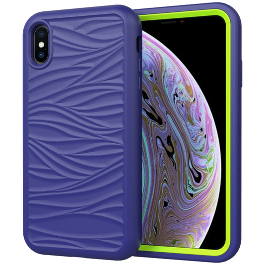 For iPhone X & XS Wave Pattern 3 in 1 Silicone+PC Shockproof Protective Case