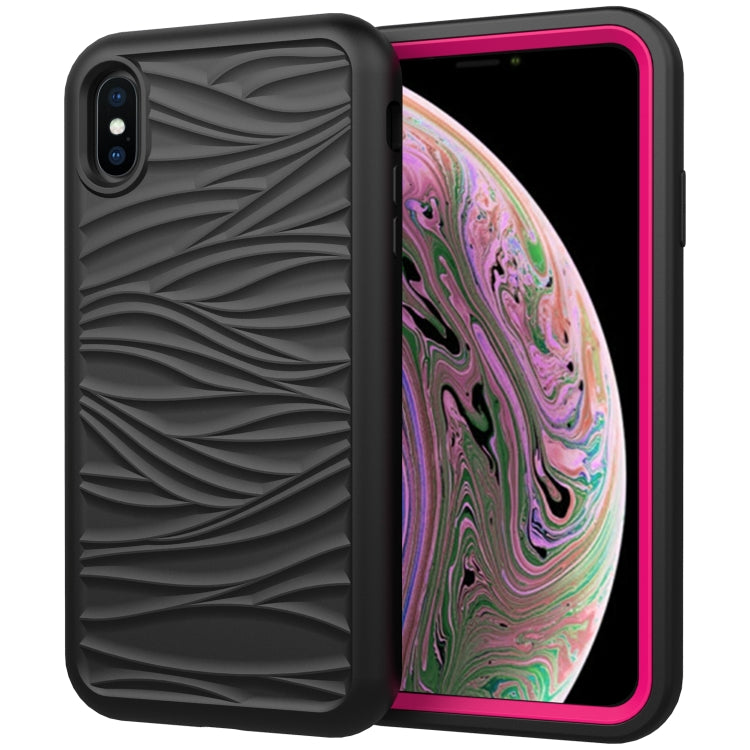 For iPhone X & XS Wave Pattern 3 in 1 Silicone+PC Shockproof Protective Case