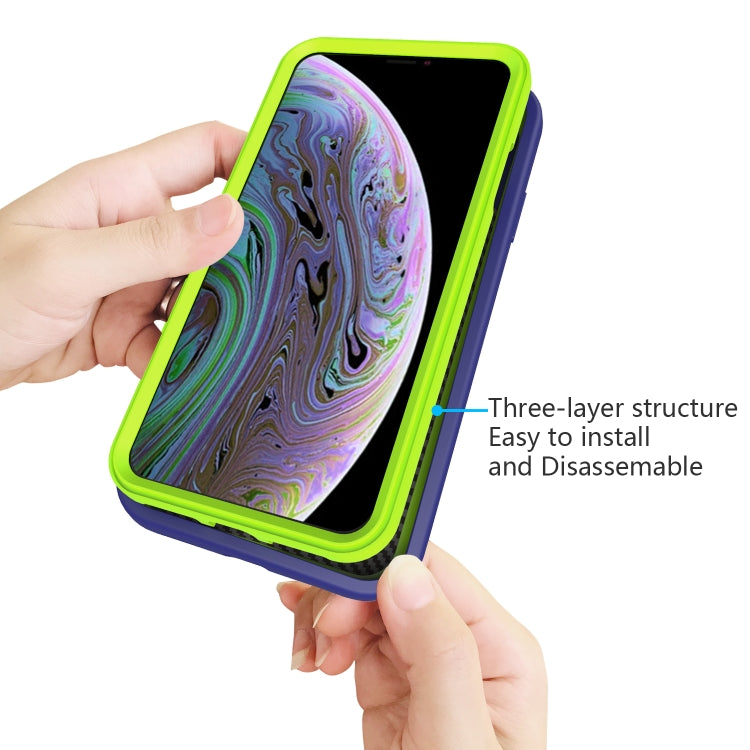 For iPhone XS Max Wave Pattern 3 in 1 Silicone+PC Shockproof Protective Case