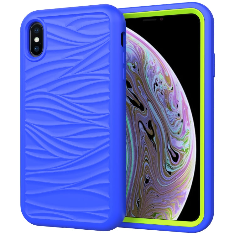 For iPhone XS Max Wave Pattern 3 in 1 Silicone+PC Shockproof Protective Case