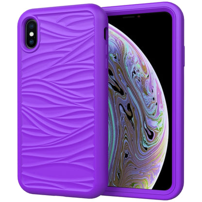 For iPhone XS Max Wave Pattern 3 in 1 Silicone+PC Shockproof Protective Case