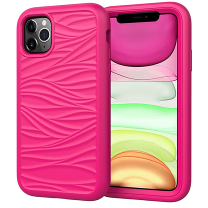 For iPhone 11 Pro Wave Pattern 3 in 1 Silicone+PC Shockproof Protective Case