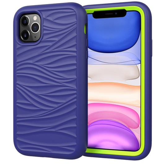 For iPhone 11 Pro Max Wave Pattern 3 in 1 Silicone+PC Shockproof Protective Case