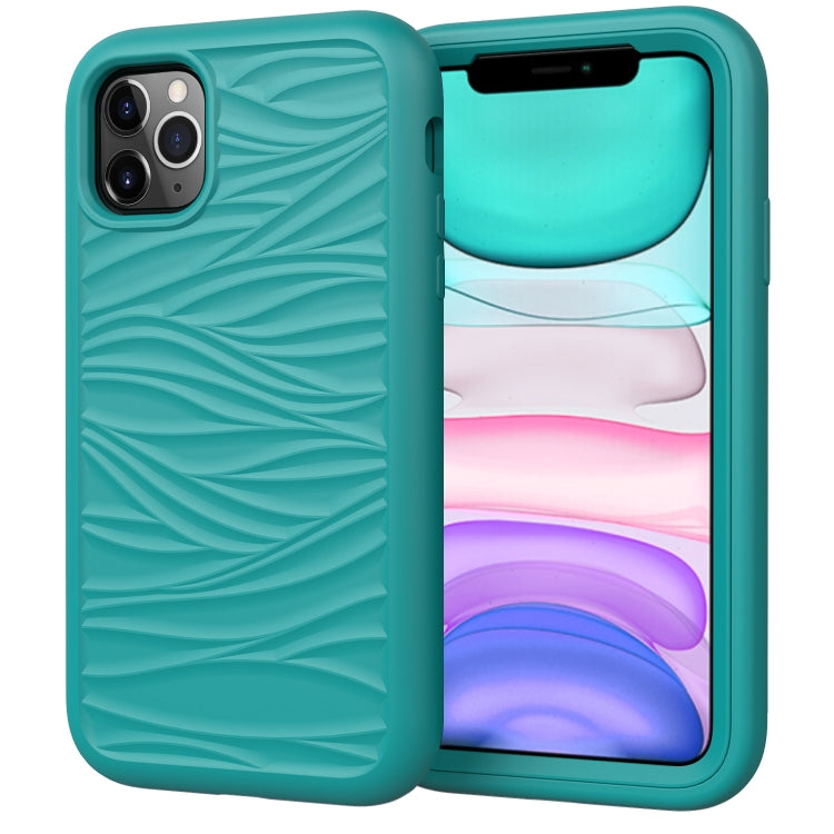 For iPhone 11 Pro Max Wave Pattern 3 in 1 Silicone+PC Shockproof Protective Case