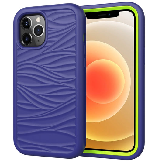 For iPhone 12 Wave Pattern 3 in 1 Silicone+PC Shockproof Protective Case
