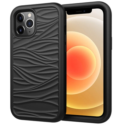 For iPhone 12 Wave Pattern 3 in 1 Silicone+PC Shockproof Protective Case
