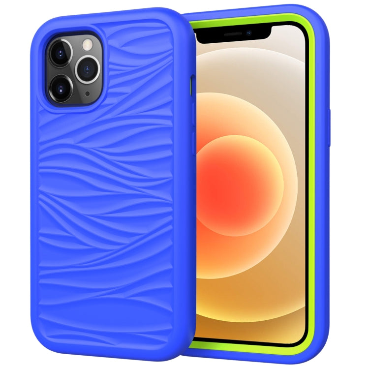 For iPhone 12 Wave Pattern 3 in 1 Silicone+PC Shockproof Protective Case