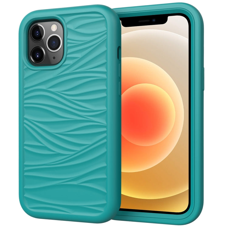 For iPhone 12 Wave Pattern 3 in 1 Silicone+PC Shockproof Protective Case