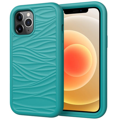 For iPhone 12 Wave Pattern 3 in 1 Silicone+PC Shockproof Protective Case