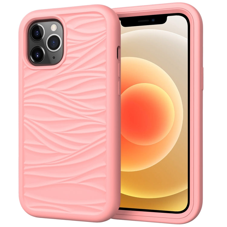 For iPhone 12 Wave Pattern 3 in 1 Silicone+PC Shockproof Protective Case