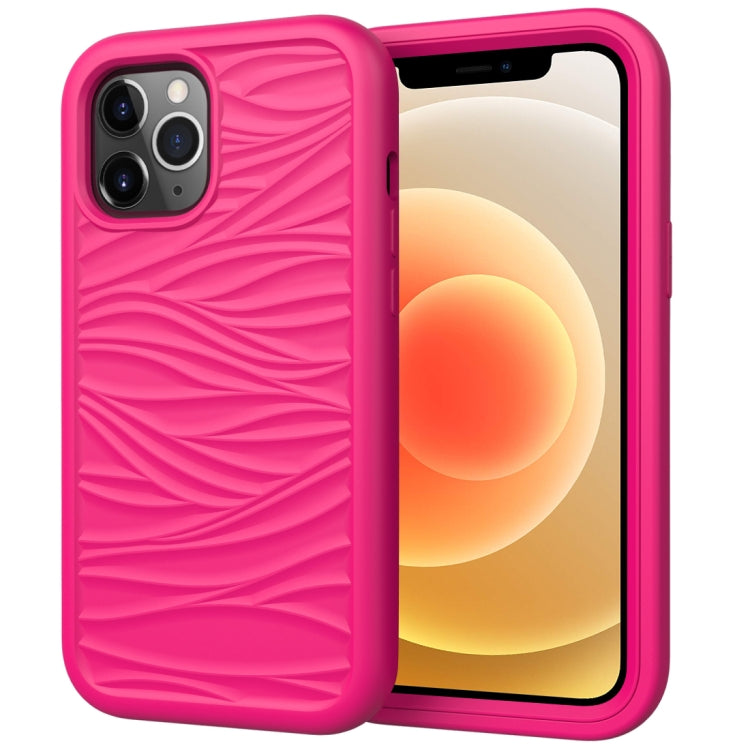 For iPhone 12 Wave Pattern 3 in 1 Silicone+PC Shockproof Protective Case