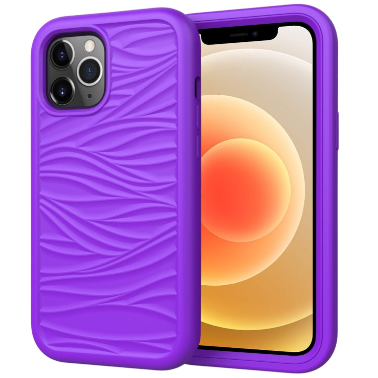 For iPhone 12 Wave Pattern 3 in 1 Silicone+PC Shockproof Protective Case